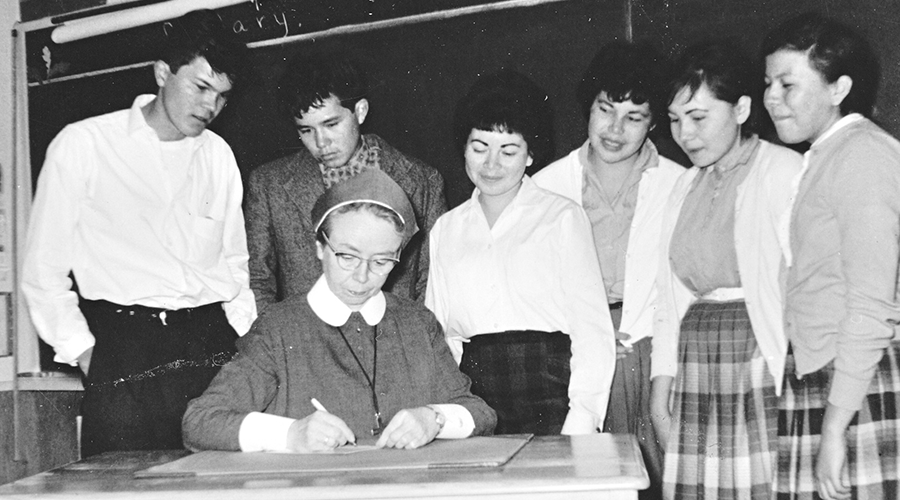 Sister Coughlin with students