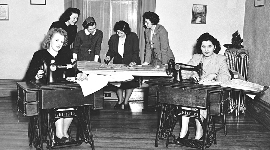 Sister Corke and sewing class